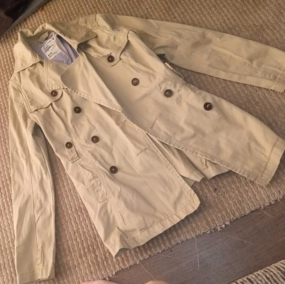 Khaki double breasted trench coat